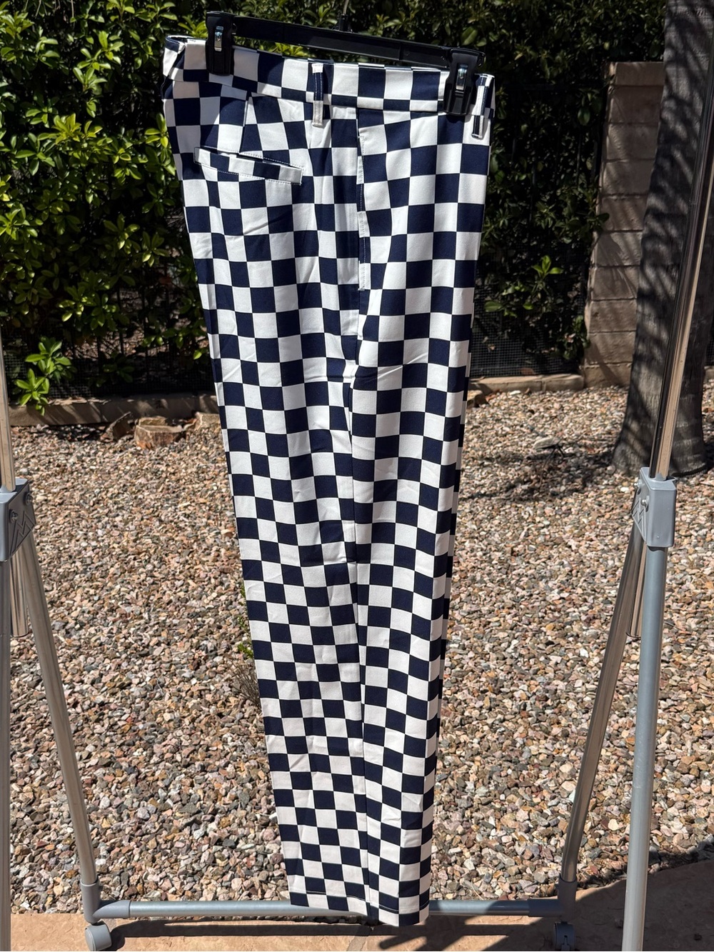 Men’s Navy & White Checkerboard Straight Leg Pants by LeSmart Golf
